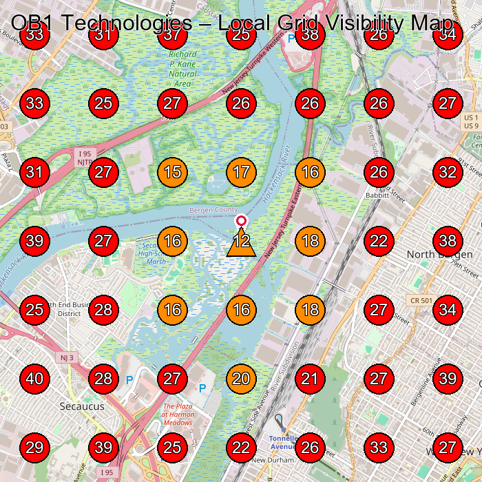 OB1 Technologies GeoGrid visibility map for Computer Support And Services in New York